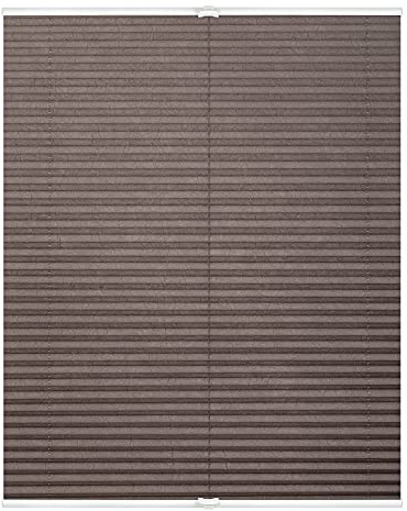 Lichtblick Plissee Klemmfix, ohne Bohren, verspannt, lichtdurchlässig, Blickdicht, Uni, mit eleganter Crushed Optik 100 cm x 130 cm (B x L), Taupe