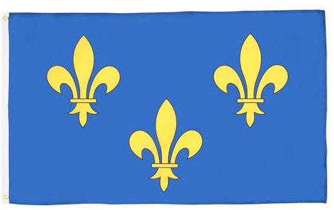 AZ FLAG - Drapeau 3 Fleur de Lys Bleu et Or - 90x60 cm - Drapeau Royaume De France 100% Polyester Avec Oeillets Métalliques Intégrés - Pavillon 50 g