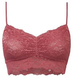 Snocks Spitzen BH - Damen Bustier Spitze, Ohne Bügel, Verstellbare Träger, Elastischer Bund - Angenehm Weiche Material, Sinnliches Design - Gr. M - Farbe Mauve