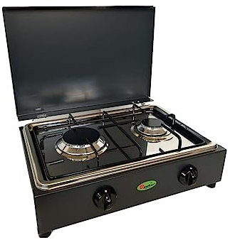 CFParker Fornello 2 fuochi Grigio Grafite con piano estraibile in acciaio inox a gas Metano per uso esterno Made in Italy - FO200GSPGPm