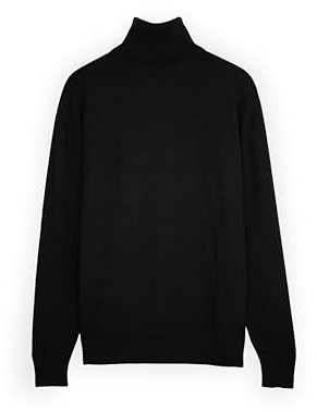 Diana Studio - Maglione Collo Alto basico Nero Uomo, 100% Lana Merino, tinta unita, maniche lunghe , Taglia XL, Regular Fit