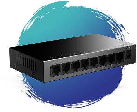 STRONG SW8000M in Metall | 8-Port Gigabit Desktop Switch | Tisch- und Wandmontage | Ideal für schnelle LAN-Verbindungen | optimiert Datenverkehr | lüfterlos | Netzwerkerweiterung | schwarz