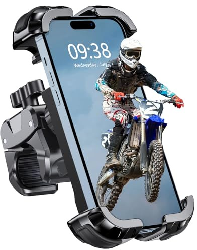 Zewdov Motorcycle Phone Mount [Secure Grip][Anti-Drop], Upgrade Bike Phone Holder [1s Stable Lock], 360° Rotatable Phone Holder for Mountain Bike/ATV, Fits for iPhone/Samsung 4.7-6.8, Clamp Mount