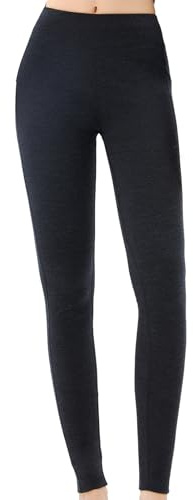 Merino Protect 100% Merino Wool Leggings Womens Thermal Base Layer Pants Long Underwear Soft Long Johns for Hiking Skiing Black Heather
