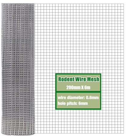 Rodent Mesh Roll 200mm x 6m,Galvanised Wire Mesh- Keep Rats Out & Protect Your Home, Chickens, Dogs, Rabbits, Vegetables & More,Rat Proof Mesh Sheet -Durable & Easy to Install - Maintenance-Free