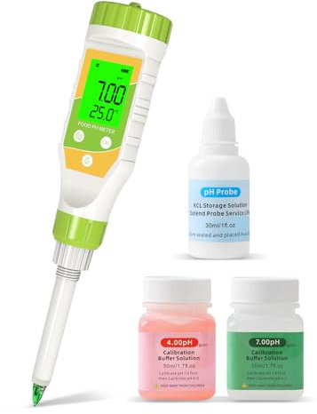 YIYEGO Digitales pH-Messgerät für Lebensmittel, pH Messgerät mit Hochpräziser pH-Sonde, pH Tester für Würstchen, Salami, Fleisch, Käse, feste Proben und Wasser 0,01 Auflösung