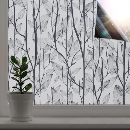 dktie Black Out Privacy Window Film - Opaque Static Cling No-Glue Frosted Film for Bathroom, Bedroom (90x200cm)