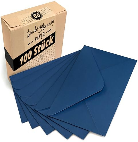 Japun – Briefumschläge (100 Stück) aus Papier, Kuvert, Umschlag ohne Fenster - DIN B6-175 x 125 mm - blau
