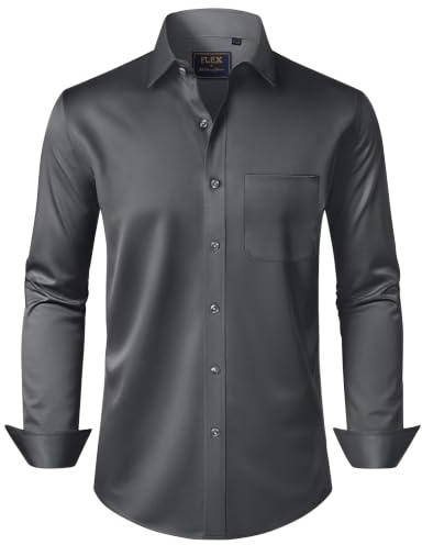 J.VER Grey Shirts Long Sleeve Stretch Dress Casual Smart Work Formal Shirt