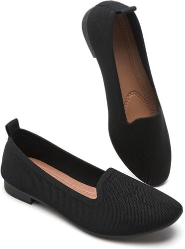 BABUDOG Women's Sparkly Flats Shoes Shiny Mesh Loafers Shoes Soft Memory Foam Flats(Full Black.US8.5)
