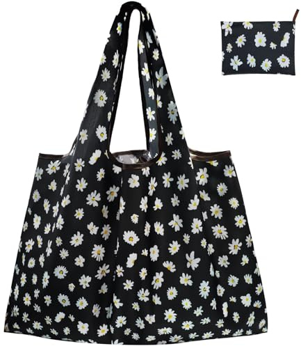 FenFang Sac Pliable Courses Poche Grande，Sac à Provisions Cabas Réutilisable, Sac Shopping Pliable Pochette Tissu, Sac Grocery Bandoulière pour Extérieur Voyage, 56 X 67 cm