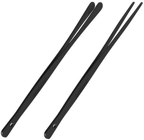 Tifanso Kitchen Tongs for Cooking - 2PCS 12 Stainless Steel Cooking Tongs Tweezers, Metal Fine Kitchen Utensils with Precision Serrated Tips, Professional Chef Tweezers for Serving, BBQ, Pasta, Salad