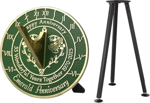ANTIQUEMEDIEVAL 55:e smaragd årsdag solur med stativ 2025 present 25,4 cm