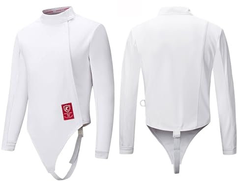 SATRJT Fechtjacke Fechtanzug 350N-Schutzanzug für Fechtausrüstung Fechtuniformanzug für Erwachsene fechter(White(right),40#)