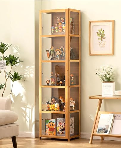 Wetsfgdg Vitrina expositora para Colecciones, vitrinas de Cristal para Salon, vitrinas para Colecciones Anime, libreria con Puertas, estanteria Cristal Expositor para Estudio Estar (42 * 33 * 162cm)