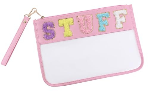 1 Pièce Trousse de Toilette Transparente Préppy | Pochette Voyage Étanche PVC | Organisateur Cosmétique Femme | Sac Multifonction Lettre Brodée | Necessaire de Beauté pour Filles