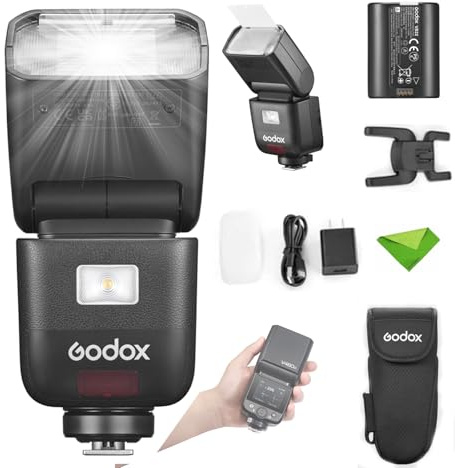 Godox V480 N V480-N TTL Touchscreen Flash for Nikon Cameras, GN50 1/8000 HSS, 650 Full Power Flash, 1.7s Recycle Time, 2.4G Wireless, LED Modeling Light, 7.2V/2200mAh Li-ion Battery Speedlight