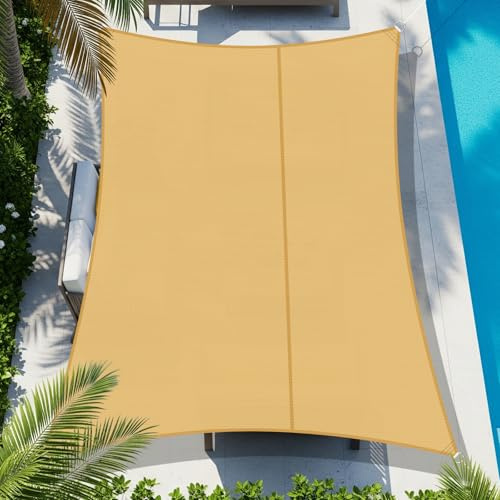 COOL AREA Toldo Vela de Sombra Impermeable Rectángulo 2.5x3.5m UV Block Resistente a la Intemperie para Patio Jardín Patio Exterior,Arena