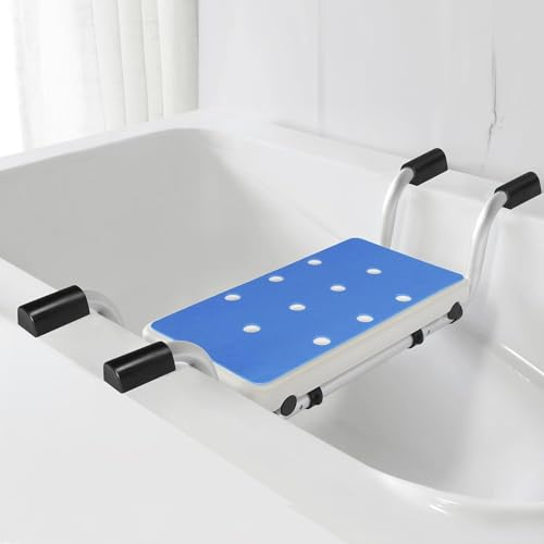 NEWFUN Sedile per Vasca da Bagno,Sedia per Vasca da Bagno per Anziani, Sedile Sospeso in Alluminio Seduta Vasca,Allungabile,con 3 Larghezze Regolabili,per Vasca da Bagno,Portata 136 kg,Bianco