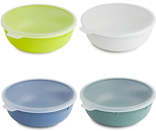 Rotho Tresa 4er Set Schüssel 1.02 l mit Deckel, lebensmittelechter Kunststoff BPA-frei, Mehrfarbig