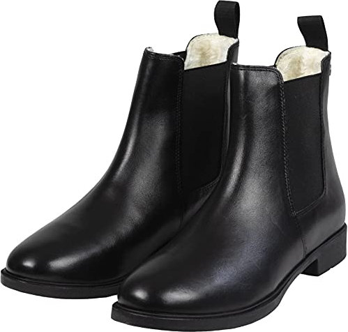 Lazura - Jodhpur Winter Reitstiefeletten Basic Plus | Kinder, Herren & Damen Stiefeletten | mit Fleece-Futter & Pull-On | schwarze Chelsea Boots aus Leder | Reitschuhe | Größe 38
