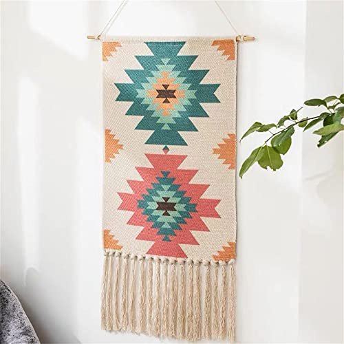 BMIDRUT Makramee Wandteppich gewebt zum Aufhängen an der Wand, böhmische Wohndekoration, böhmischer Hintergrund für Wohnung, Schlafzimmer, Tür, Dekoration 50 x 85 cm