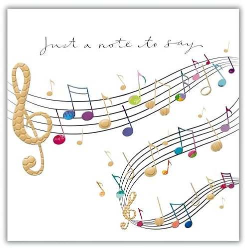 Noel Tatt General Just A Note to Say Card - Multicoloured Music Notes - Eco-Friendly and Recyclable