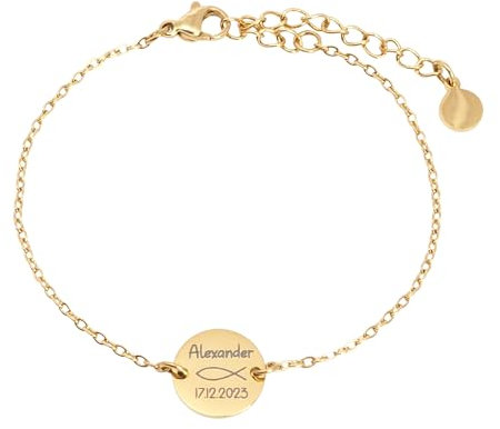 Personalisiertes Armband Taufe, Mädchen Junge Gold, Silber, Rosé, Taufschmuck Kommunion