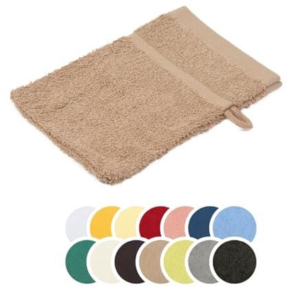 liebling Waschhandschuh, 100% Baumwolle, Serie Borkum, 16 x 21 cm, 60 Grad waschbar, trocknergeeignet, Farbe: Cappucino