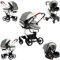 Sianldcone PU-Leder Kinderwagen 3 in 1, Hochwertige Stoffe Kinderwagen Set, Zwei-Wege-Schiebefunktion Reisesysteme, Offene Sicht Kombikinderwagen 3 in 1 Komplettset (518 Grey)