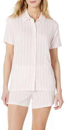 Amazon Essentials x Sofia Grainge Women's Mommy and Me Short Sleeve Pajama Set, Pale Pink Bold Stripe, X-Large