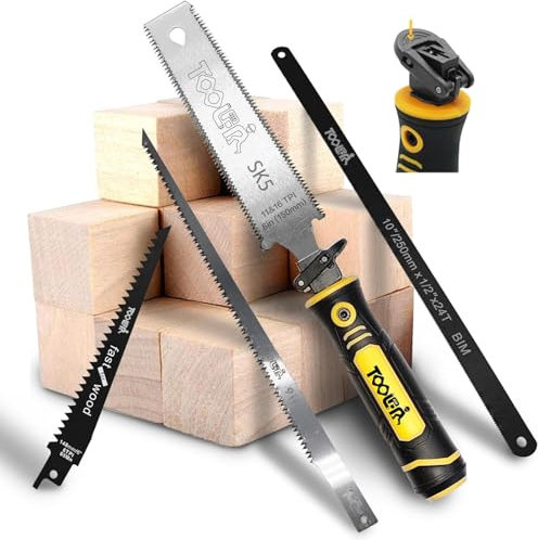 Magicbox 5 in 1 Japansäge Set, 4 Wechselblätter (150/250mm) für Holz, Metall & Trockenbau, Feinsäge mit Schnellwechsel Design und TPR Griff, Zugsäge