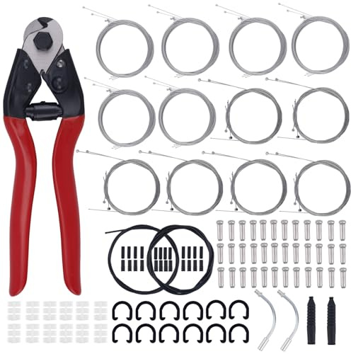 lasuroa 103pcs Kit Câbles Frein pour Vélo, Gaines de Câble Frein avec Câble Dérailleur Coupe-Câble Embouts Joint Torique Boucle en C pour Réparation de Vélo