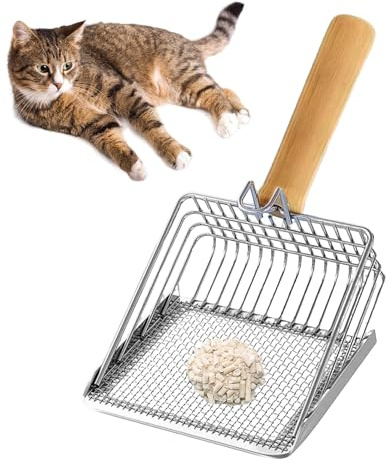 Kattsandskyffel - ergonomisk kattunge-spade - robust med non-stick snabbkattskärm och avloppslyftare för kattungar och hem