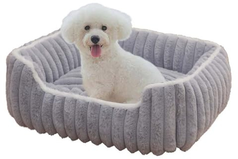Grand lit orthopédique lavable pour chien, chat, chaton et chiot avec fond antidérapant (gris, 80 x 65 x 15 cm)