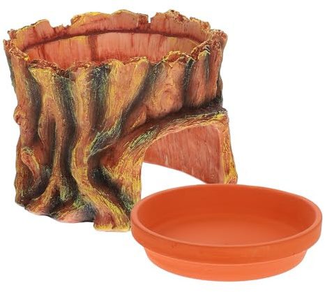 Gadpiparty Escondite para Reptiles De Resina Efecto Húmedo, Diseño Realista, Tamaño Amplio, Decoración para Terrarios y Acuarios, Refugio Seguro para Geckos y Lagartos Mascotas