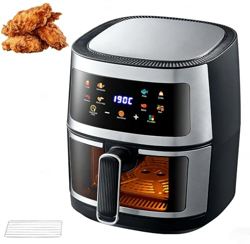 8-i-1 Air Fryer 8l, 1350w Halogenugn Med 8 Förinställda Menyer & Visuellt Fönster & Digital Pekskärm, 360° Varmluftscirkulationsteknik Multifunktionell Elektrisk Fritös För Kommersiella Hem