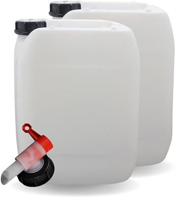 S-Pro - Tanica per Acqua Potabile & liquidi 2x10l - Contenitore con 1x Rubinetto & Tappo a Vite DIN51 - Serbatoio Acqua da Bere Sicuro per Alimenti & Privo di BPA per Interni & Esterni - Vuoto