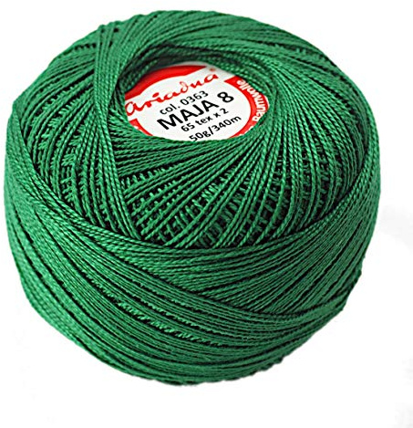 Pearl Crochet Cotton Embroidery Ball Yarn 229yd/210m Quality Thread 50g Size 8 Green (363)