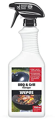 Wepos BBQ & Grill Reiniger 750ml | Haftgel – auch für senkrechte Flächen geeignet | löst mühelos | auch für Gasgrills und gusseiserne Roste geeignet