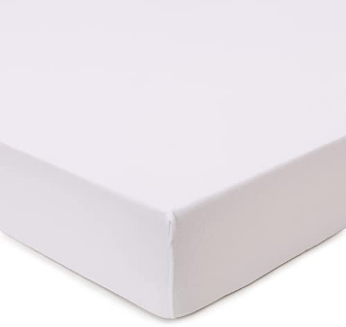 URBANARA Jersey-Spannbettlaken Samares 200x200 cm - 100% Baumwolle Steghöhe 35 cm, Made in Portugal Oeko Tex Standard 100 Spanntuch Leintuch - Weiß