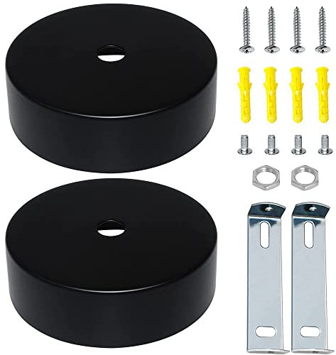 LJCC 2 Stück Schwarz Metall Lampenbaldachin, Klassisch, 80mm x 20mm x 25mm, Wohnzimmer, Deckenmontage, Hängend, Schwarz, Metall, Decke, Lampenschirm