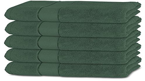 BANANALU 5er Set Gästetuch Qualität 450g/m2 100% Baumwolle 30x50cm Frottiertuch Gast Towel Dunkel Grün Dark Forest 18-5611