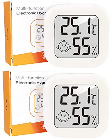 Lot Thermomètre Intérieur,LCD Mini Digital Thermometre Hygrometre Interieur, Haute Précision Petit Thermomètre d'intérieur Exterieur Mural Pour Maison, Chambre Bébé, Culture and Cave (2)