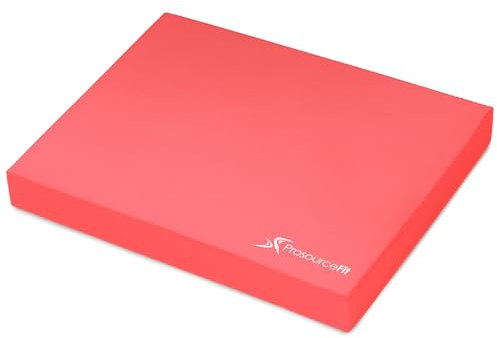 ProsourceFit Exercise Balance Pad – Large Cushioned Non-Slip Foam Mat & Knee Pad for Fitness, Stability Training, Physical Therapy, Yoga Red - XL - (18.75 x 15)