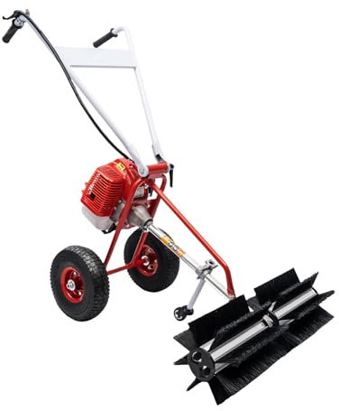 Kehrbürste für Kunstrasen, Handkehrmaschine, Benzin-Kehrmaschine, 2-Takt-Benzinmotor-Kehrmaschine, Benzin-Kehrmaschine, Besen Unkrautbürste zum Kehren von Gras, Schnee und Rasen auf Gehwegen.
