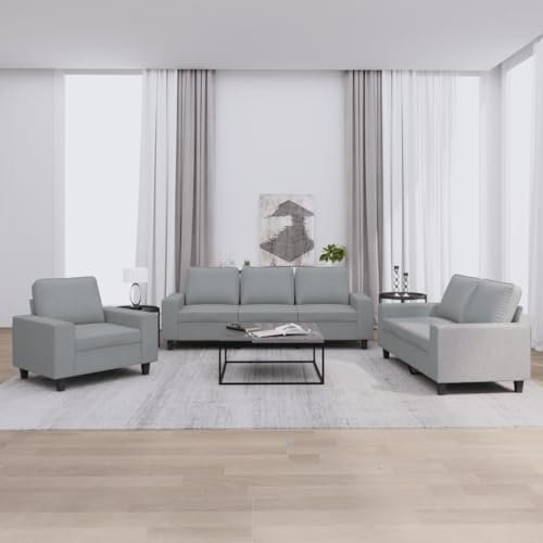 Gecheer 3-TLG. Sofagarnitur Schlafsofa Polstersofa Gästesofa Couch Sofa Loungesofa Couchgarnitur Couchsofa Polstergarnitur Sofa Set Wohnzimmersofa Sitzmöbel Hellgrau Stoff