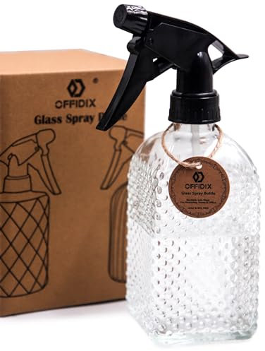 OFFIDIX Glas-Bewässerungssprühflasche, Handdruck, feiner Nebel, Sprühflasche, Pflanzennebel, Sprühflasche mit verstellbarer Düse, vielseitig einsetzbar für die Gartenreinigung (transparent)