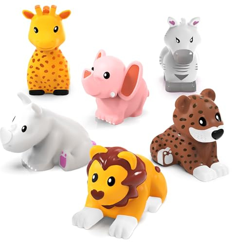 Tub Works® Savanna™ Mold Free Bath Toys, 6 Pack | Sealed, No Hole Bath Toys Design Keeps Moisture Out | Soft, Squeezable & Float on Water | Easy-Grip Baby & Toddler Bathtub Toys | Great Baby Pool Toys