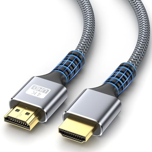 looyotul 4K Câble HDMI 5m Haute Vitesse HDMI 2.0 Câble 4K@60HZ 3D ARC Plaqué or Connecteur Ethernet Audio Vidéo Retour Pour Ultra HD TV Moniteur Ordinateur Portable Xbox PS4 PS5,etc.(Argent)